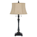 Metal Two Light Candlestick Table Lamp With Beige Empire Shade - Black - HomeRoots - Table Lamps - Elite Enclave Home