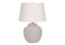 Concrete Urn Table Lamp With Abstract Empire Shade - Cream - HomeRoots - Table Lamps - Elite Enclave Home