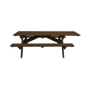 94" x 66" x 30" Solid Wood Outdoor Picnic Table With Umbrella Hole - Dark Brown