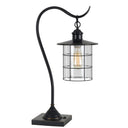 Metal Lantern Style Desk Lamp With Edison Bulb - Bronze - HomeRoots - Table Lamps - Elite Enclave Home