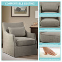 London - Skirted Swivel Chair - Tan Multi - Martha Stewart - Swivel Chairs - Elite Enclave Home