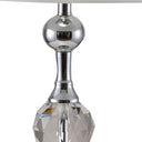 Metal Bedside Table Lamp With White Classic Drum Shade - Silver