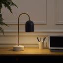 21" Iron Desk Table Lamp With Black Bell Shade - Black