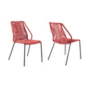 22" Metal Outdoor Dining Chair (Set of 2) - Red
