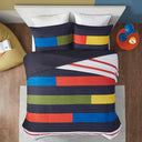 Morris - Twin Stripe Printed Quilt Set - Multi
