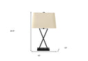 Metal Geometric USB Table Lamp With Beige Shade - Black - HomeRoots - Table Lamps - Elite Enclave Home