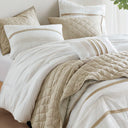 Carolina - 7 Piece King/California King Stripe Comforter And Quilt Set - Taupe