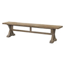 Uttermost Stratford Salvaged Wood Bench – solid salvaged fir lumber with carved trestle base and stony gray wash finish 