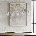 Curiana - 5 - Light Linear Chandelier With Textured Glass Shades - Antique Brass - INK+IVY - Chandeliers - Elite Enclave Home