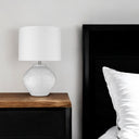 26" Ceramic Table Lamp With White Drum Shade - White