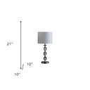 21" Bedside Table Lamp With White Drum Shade - Silver