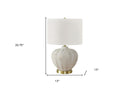 Urn Table Lamp With Ivory Drum Shade - Gold And White - HomeRoots - Table Lamps - Elite Enclave Home
