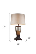 Exotic Wide Stripe Table Lamp - Brown And Gold