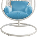 Steel Stand Finished Metal Outdoor Swing Chair With Blue Cushion - Blue