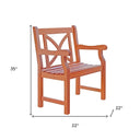 Patio Arm Chair With Cross Back Design - Brown