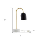 21" Iron Desk Table Lamp With Black Bell Shade - Black