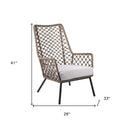 Metal Outdoor Arm Chair With Gray Cushion - Light Brown / Gray