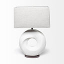 Geometric Table Lamp With Gray Shade - White