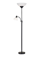 Two Light Torchiere Floor Lamp With Acrylic Bowl Shades - Black / White - HomeRoots - Floor Lamps - Elite Enclave Home