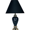 Table Lamp With Navy Blue Shade - Gold And Navy Blue