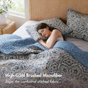 Valerie - King Boho Floral Reversible Quilt - Blue - Super Listing - Quilts & Shams - Elite Enclave Home