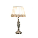 Metal Table Lamp With White And Brown Classic Empire Shade - Antiqued Brass
