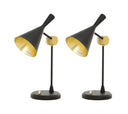 Metal Geometric Desk Table Lamps With Black And Gold Cone Shade (Set of 2) - Black