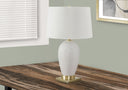 Ceramic Urn Table Lamp With Cream Empire Shade - Gold And White - HomeRoots - Table Lamps - Elite Enclave Home