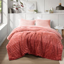 Avril - Full/Queen Fluffy Ribbed Plush Comforter Set - Blush Ombre