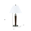 Metal Two Light Geometric USB Table Lamp With White Empire Shade - Nickel