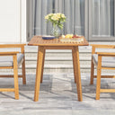 59" Solid Wood Outdoor Dining Table With Umbrella Hole - Natural