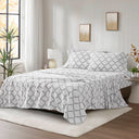 Micro Fleece - King Sheet Set - Gray Geo