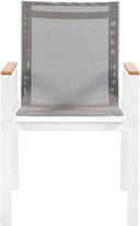 Nizuc - Outdoor Patio Dining Arm Chair With White Frame And Natural Arms (Set of 2)