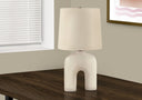 Geometric Table Lamp With Beige Empire Shade - Cream - HomeRoots - Table Lamps - Elite Enclave Home
