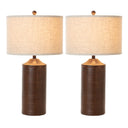 Table Lamp USB With Beige Drum Shade (Set of 2) - Distressed Brown