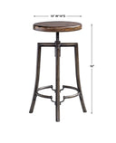 Westlyn - Industrial Bar Stool - Dark Brown & Black
