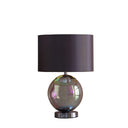 Iridescent Glass Globe Table Lamp With Gray Classic Drum Shade - Silver Metallic