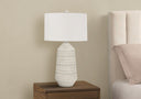 Ceramic Geometric Table Lamp With Cream Drum Shade - Ivory - HomeRoots - Table Lamps - Elite Enclave Home