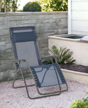 27" Metal Outdoor Zero Gravity Chair With Blue Cushion - Blue