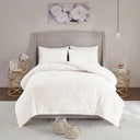 Veronica - 3 Piece Tufted Floral Duvet Cover Set - Off White