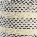 Cotton Blend Round Striped Pouf Ottoman - Ivory And Blue