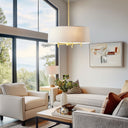Presidio - 5 - Light White Drum Shade Chandelier - Gold / White - Hampton Hill - Chandeliers - Elite Enclave Home