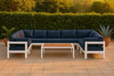 Nizuc - Outdoor Patio 9 Piece Modular Sectional With White Frame - Meridian Furniture - Stationary Sectionals- Elite Enclave Home