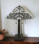 11" x 21" x 22" Metal Two Light Candlestick Table Lamp With White Shade - Dark Brown