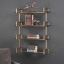 Uttermost Auley Wall Shelf in Gold – modern floating glass shelf with gold frame