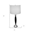 30" Solid Wood Bedside Table Lamp With White Shade - Black
