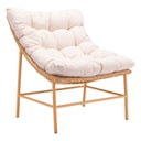 Aluminum Indoor Outdoor Accent Chair With Beige Cushion - Beige And Brown