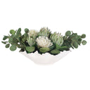 Protea Blooms - Bowl Centerpiece - Green / White - Uttermost - Plants - Elite Enclave Home