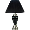 Ceramic Urn Table Lamp With Black Empire Shade - Black And Silver