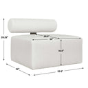 Bolster Back Armless Outdoor Sofa – White – powder-coated aluminum frame with plush cushions and floating bolster back pillow